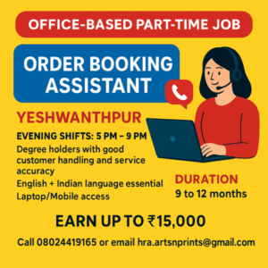 Part time job near Yeshwanthpur with flexible working hours for students