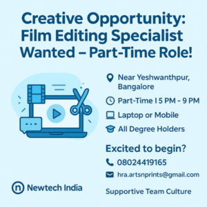 Video Editing specialist Wanted Part time jobs